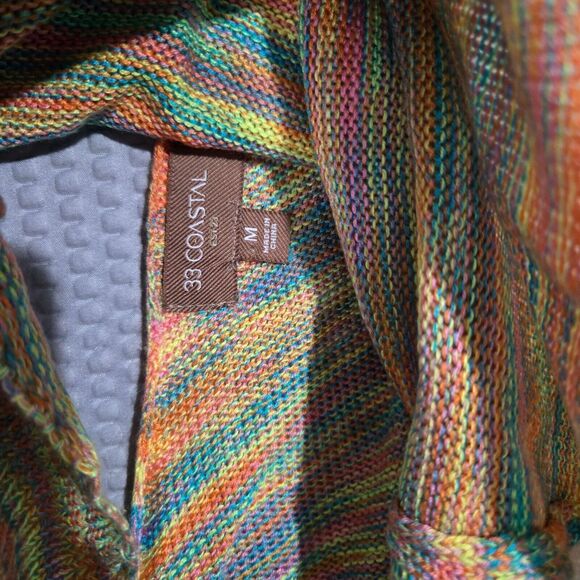 33 Coastal Womens Rainbow Cropped Open Back Knit Tank Top Size M Beachy Hippie - Picture 3 of 5